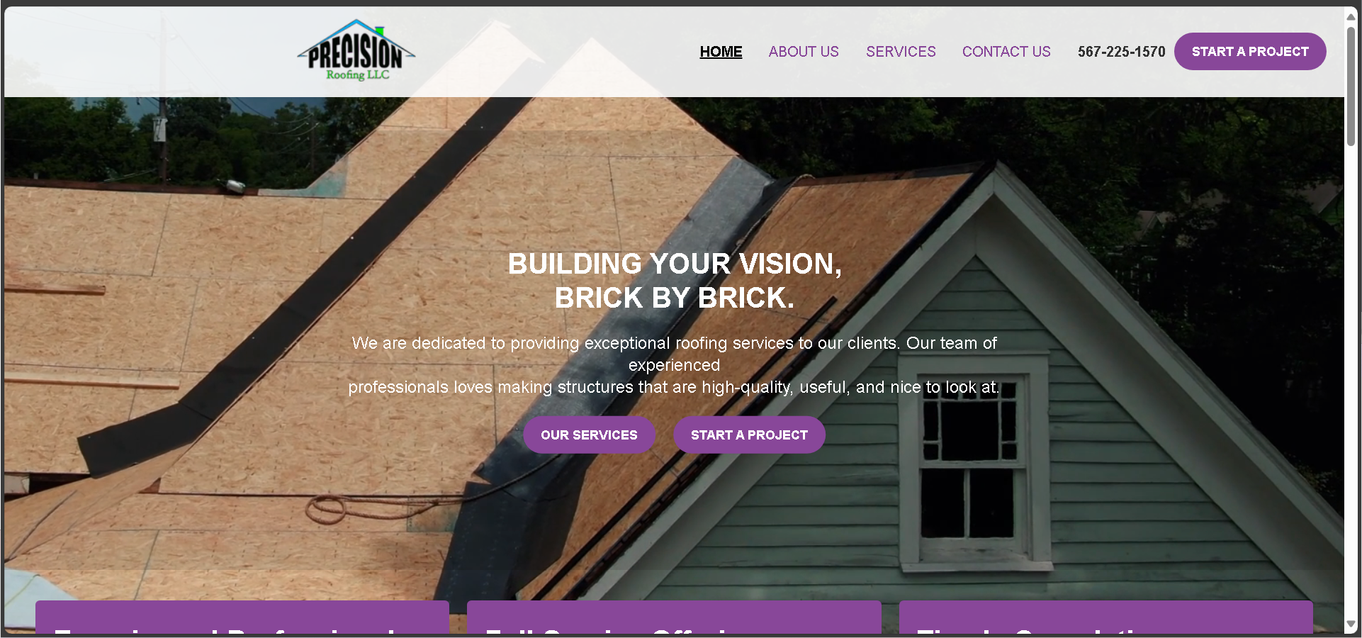 Precision Roofing Solutions Website